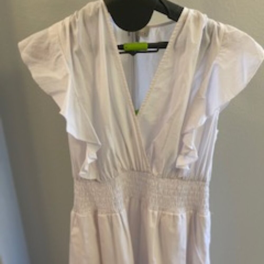 Pinch - White Midi ruffle dress.